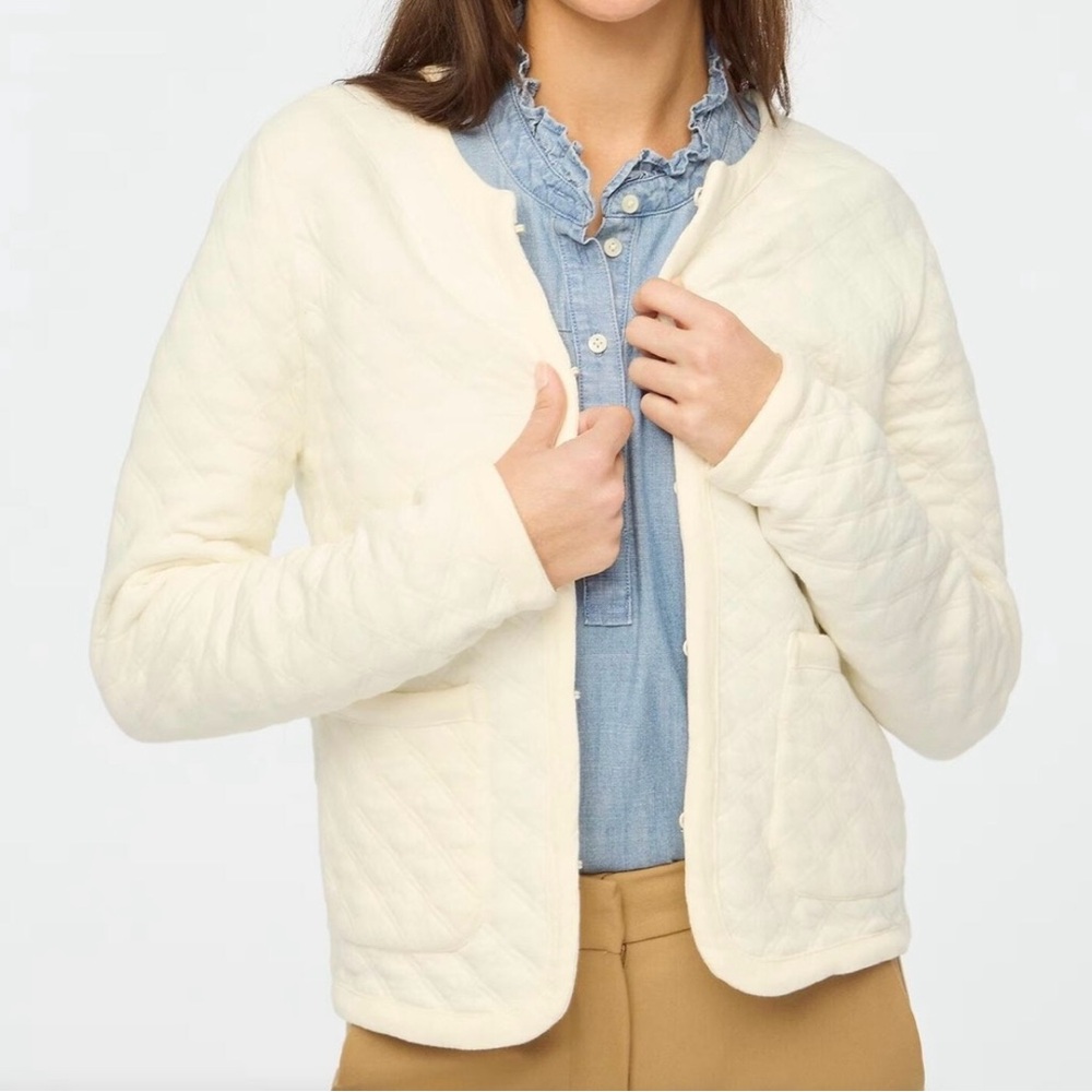 J. Crew Large Ivory Quited Cotton Jacket
